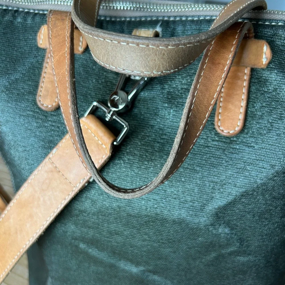 Consuela Olive Green Canvas Zebra Embroidery Classic Sling Bucket Bag